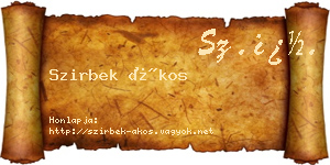 Szirbek Ákos névjegykártya